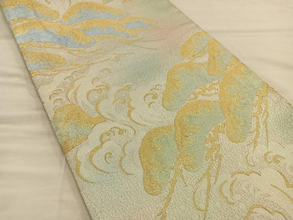 平和屋着物◎六通柄袋帯　浜松文　金銀糸　正絹　逸品　BAAT3941xa