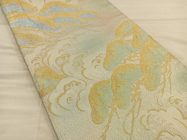 平和屋着物◎六通柄袋帯　浜松文　金銀糸　正絹　逸品　BAAT3941xa