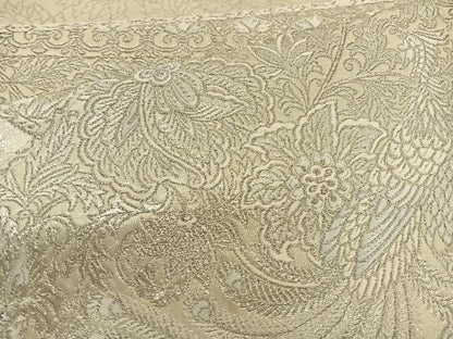 平和屋着物◎六通柄袋帯 唐織 花鳥文 銀糸 正絹 逸品 BAAT3944xa
