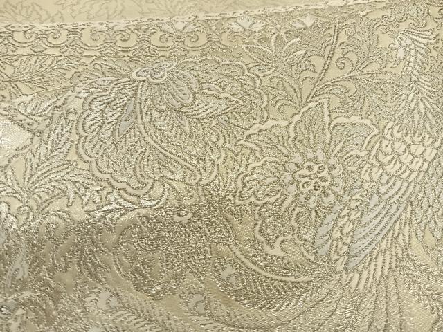平和屋着物◎六通柄袋帯 唐織 花鳥文 銀糸 正絹 逸品 BAAT3944xa