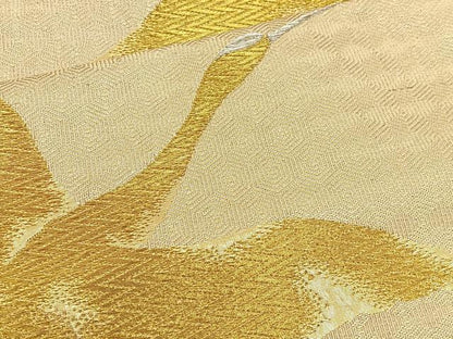 平和屋着物◎六通柄袋帯 鶴 金銀糸 正絹 逸品 BAAT3956xa