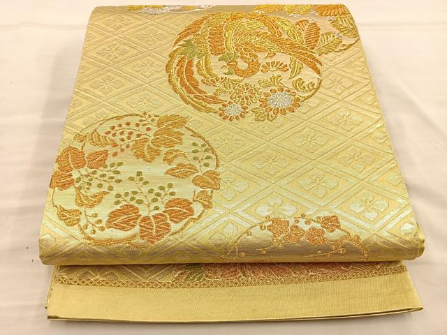 平和屋着物◎六通柄袋帯 花鳥丸文 金銀糸 正絹 逸品 BAAT3962xa