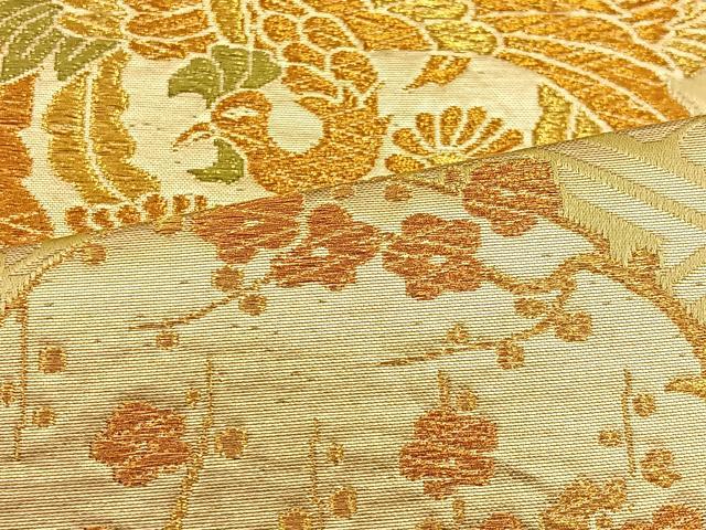 平和屋着物◎六通柄袋帯 花鳥丸文 金銀糸 正絹 逸品 BAAT3962xa