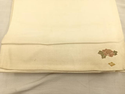 平和屋着物◎太鼓柄袋帯 相良刺繍 扇面花文 金彩 正絹 逸品 BAAT3977xa