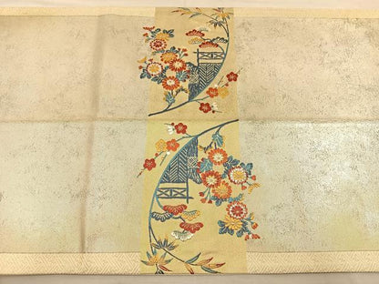平和屋着物◎六通柄袋帯　唐織　名錦加賀寿秋立　金糸　引箔　正絹　逸品　BAAT3981xa
