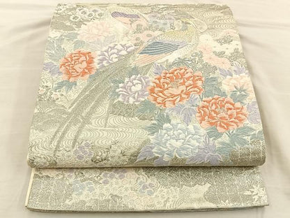 平和屋着物◎六通柄袋帯　唐織　花鳥文　金銀糸　正絹　逸品　BAAT3982xa