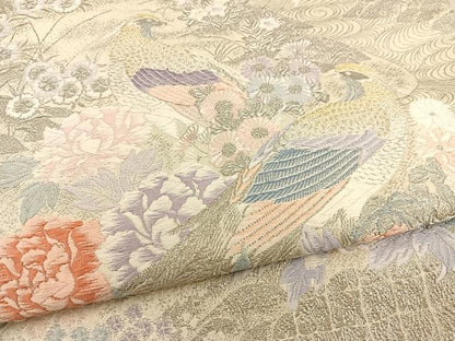 平和屋着物◎六通柄袋帯　唐織　花鳥文　金銀糸　正絹　逸品　BAAT3982xa