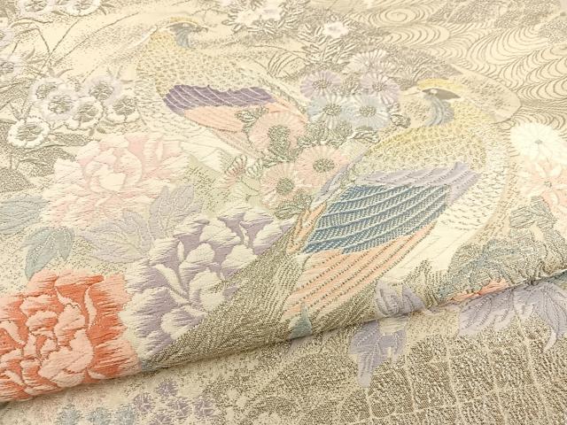 平和屋着物◎六通柄袋帯　唐織　花鳥文　金銀糸　正絹　逸品　BAAT3982xa