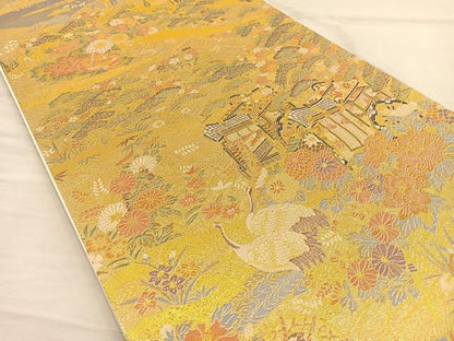 平和屋着物◎六通柄袋帯 華鳳絵文 金糸 正絹 逸品 BAAT3994xa