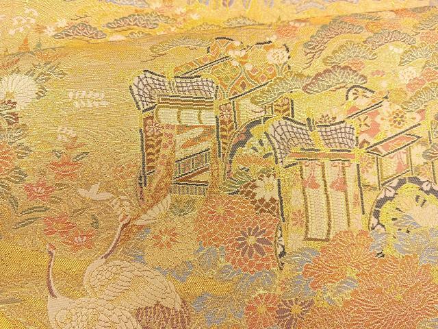 平和屋着物◎六通柄袋帯 華鳳絵文 金糸 正絹 逸品 BAAT3994xa