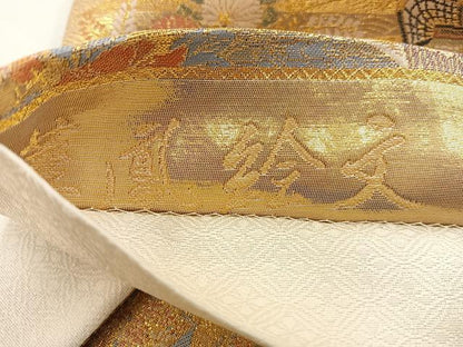 平和屋着物◎六通柄袋帯 華鳳絵文 金糸 正絹 逸品 BAAT3994xa