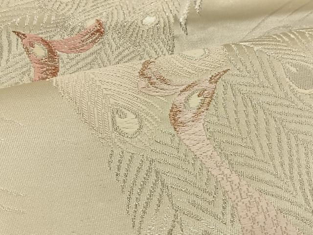 平和屋着物◎六通柄袋帯 唐織 孔雀 銀糸 正絹 逸品 BAAT3998xa