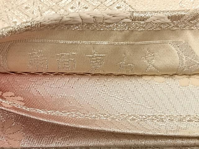 平和屋着物◎両面 六通柄袋帯 唐織 扇面重ね文 銀糸 正絹 逸品 BAAT4425wb