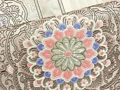 平和屋着物◎六通柄袋帯　唐織　亀甲花文　銀糸　正絹　逸品　BAAT4430wb