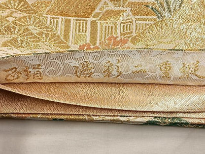 平和屋着物◎六通柄袋帯 風景文 浩彩二重縦 金糸 正絹 逸品 BAAT4432wb