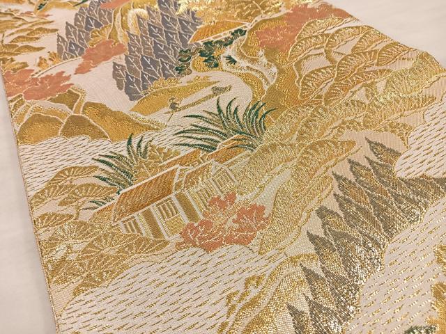平和屋着物◎六通柄袋帯 風景文 浩彩二重縦 金糸 正絹 逸品 BAAT4432wb