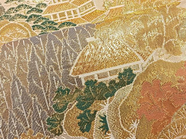 平和屋着物◎六通柄袋帯 風景文 浩彩二重縦 金糸 正絹 逸品 BAAT4432wb