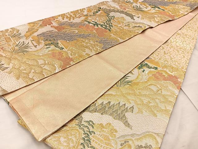 平和屋着物◎六通柄袋帯 風景文 浩彩二重縦 金糸 正絹 逸品 BAAT4432wb