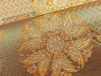 平和屋着物◎六通柄袋帯 煌寿の華 金銀糸 正絹 逸品 BAAT4438wb