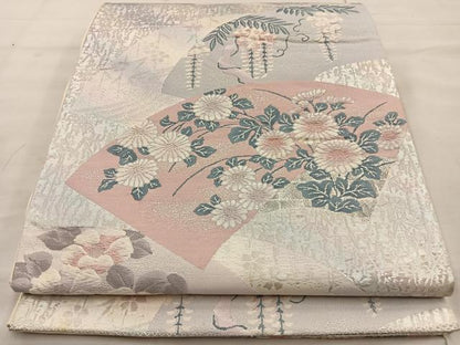 平和屋着物◎六通柄袋帯　唐織　地紙花文　プラチナ箔二重織　正絹　逸品　BAAT4442wb