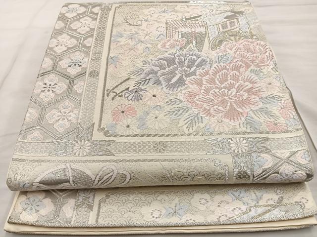 平和屋着物◎六通柄袋帯　唐織　御所天井文様　金銀糸　正絹　逸品　BAAT4455wb