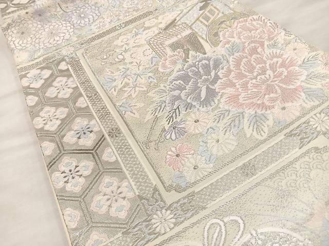 平和屋着物◎六通柄袋帯　唐織　御所天井文様　金銀糸　正絹　逸品　BAAT4455wb