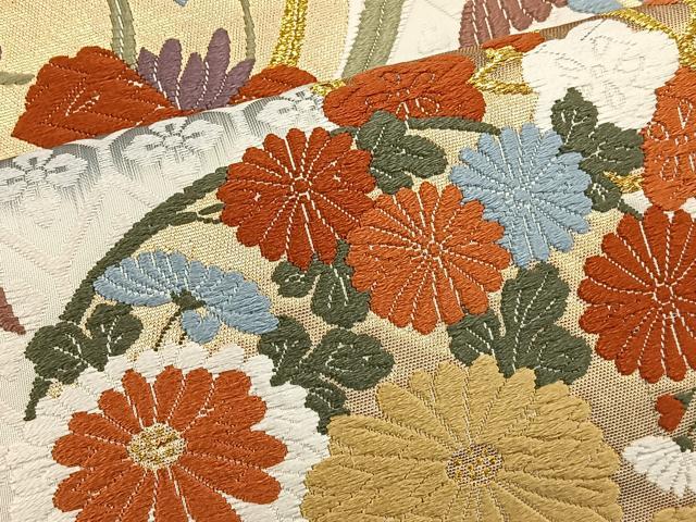 平和屋着物◎六通柄袋帯 花唐草文 銀糸 正絹 逸品 BAAT4446wb