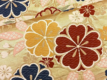 平和屋着物◎六通柄袋帯 唐織 間垣花文 金糸 正絹 逸品 BAAT4459wb