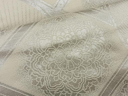 平和屋着物◎両面 六通柄袋帯 孔雀文 銀糸 正絹 逸品 BAAT4465wb