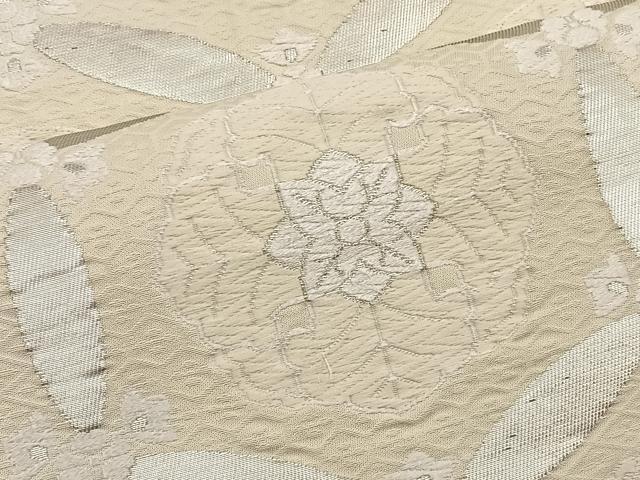 平和屋着物◎六通柄袋帯 唐織 七宝花文 銀糸 正絹 逸品 BAAT4466wb
