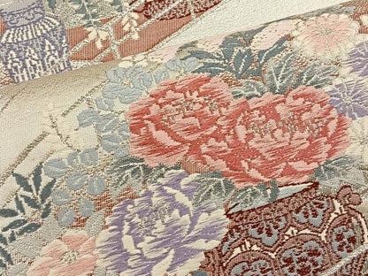 平和屋着物◎六通柄袋帯 唐織 花鳥錦 飾花文 プラチナ二重織 正絹 逸品 BAAT4479wb