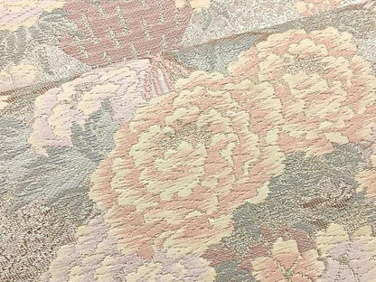 平和屋着物◎六通柄袋帯 唐織 花籠文 銀糸 正絹 逸品 BAAT4486wb