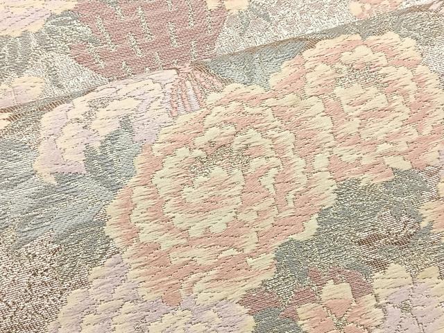 平和屋着物◎六通柄袋帯 唐織 花籠文 銀糸 正絹 逸品 BAAT4486wb