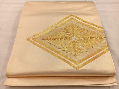 平和屋着物◎太鼓柄袋帯 総駒刺繍 花菱 金銀糸 正絹 逸品 BAAT4487wb