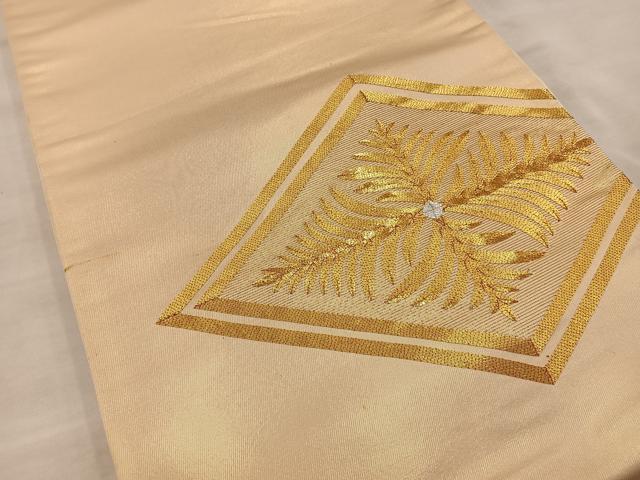 平和屋着物◎太鼓柄袋帯 総駒刺繍 花菱 金銀糸 正絹 逸品 BAAT4487wb