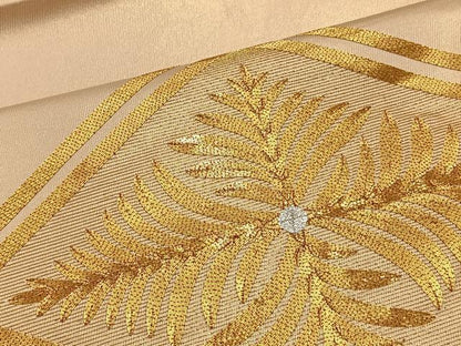 平和屋着物◎太鼓柄袋帯 総駒刺繍 花菱 金銀糸 正絹 逸品 BAAT4487wb