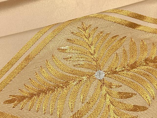 平和屋着物◎太鼓柄袋帯 総駒刺繍 花菱 金銀糸 正絹 逸品 BAAT4487wb