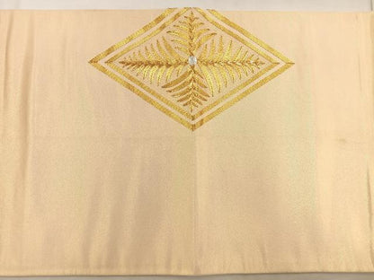 平和屋着物◎太鼓柄袋帯 総駒刺繍 花菱 金銀糸 正絹 逸品 BAAT4487wb