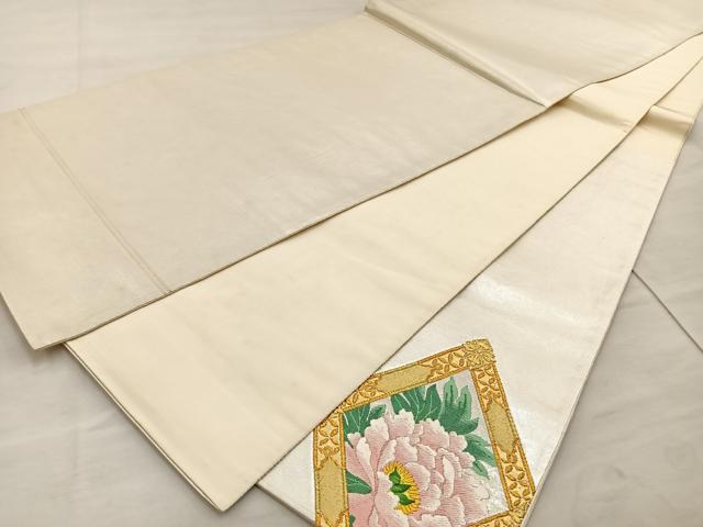 平和屋着物◎太鼓柄袋帯 唐織 牡丹 金糸 正絹 逸品 BAAT4491wb
