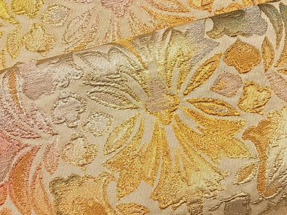 平和屋着物◎六通柄袋帯　更紗花文　金銀糸　正絹　逸品　BAAT4506wb