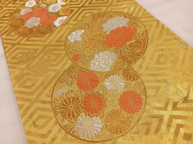 平和屋着物◎六通柄袋帯 唐織 桃山の華 花丸文 金銀糸 正絹 逸品 BAAT4498wb