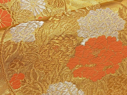 平和屋着物◎六通柄袋帯 唐織 桃山の華 花丸文 金銀糸 正絹 逸品 BAAT4498wb