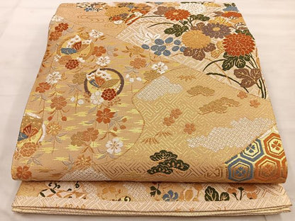 平和屋着物◎佐賀錦 六通柄袋帯 慶長小袖 金糸 正絹 逸品 BAAT4519wb