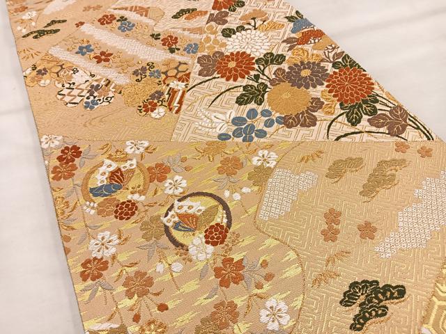 平和屋着物◎佐賀錦 六通柄袋帯 慶長小袖 金糸 正絹 逸品 BAAT4519wb
