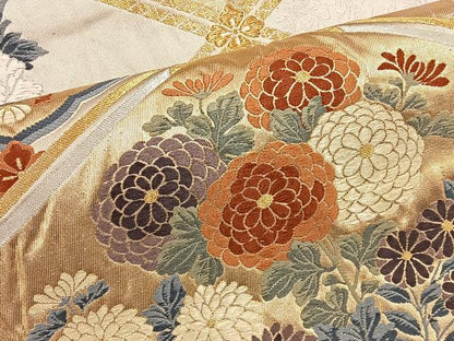平和屋着物◎六通柄袋帯 唐織 草花文 金糸 正絹 逸品 BAAT4523wb