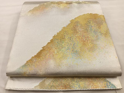 平和屋着物◎六通柄袋帯　遠山　金糸　正絹　逸品　BAAT4526wb