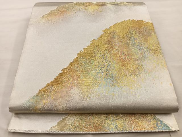 平和屋着物◎六通柄袋帯　遠山　金糸　正絹　逸品　BAAT4526wb