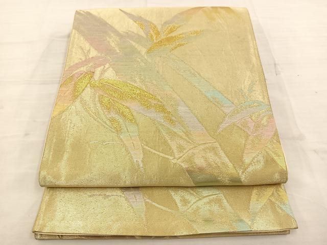 平和屋着物◎六通柄袋帯 笹竹文 金糸 正絹 逸品 BAAT4704kg