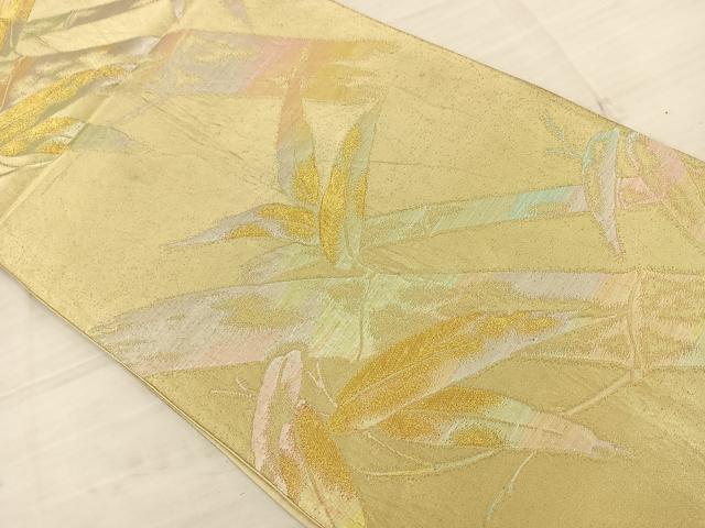 平和屋着物◎六通柄袋帯 笹竹文 金糸 正絹 逸品 BAAT4704kg