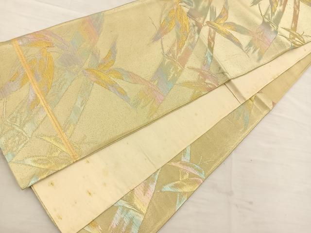 平和屋着物◎六通柄袋帯 笹竹文 金糸 正絹 逸品 BAAT4704kg
